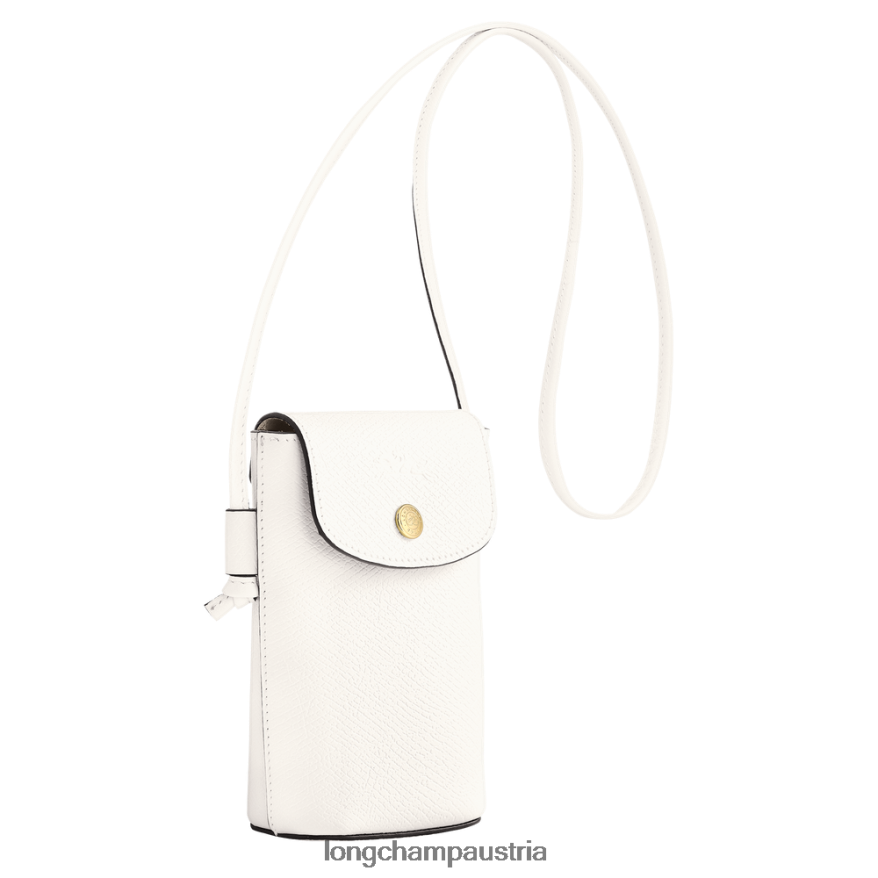 Lederwaren bei Longchamp Frauen Epure-Handyhülle mit Lederspitze Weiß 2008BJ707