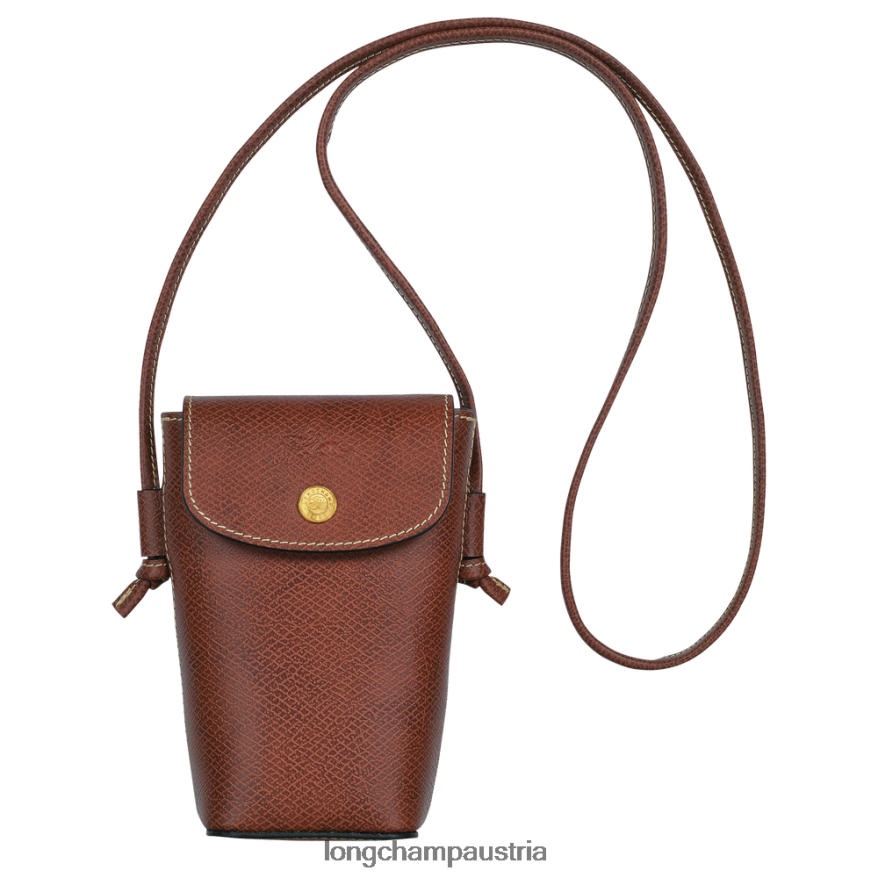 Lederwaren bei Longchamp Frauen Epure-Handyhülle mit Lederspitze braun 2008BJ708