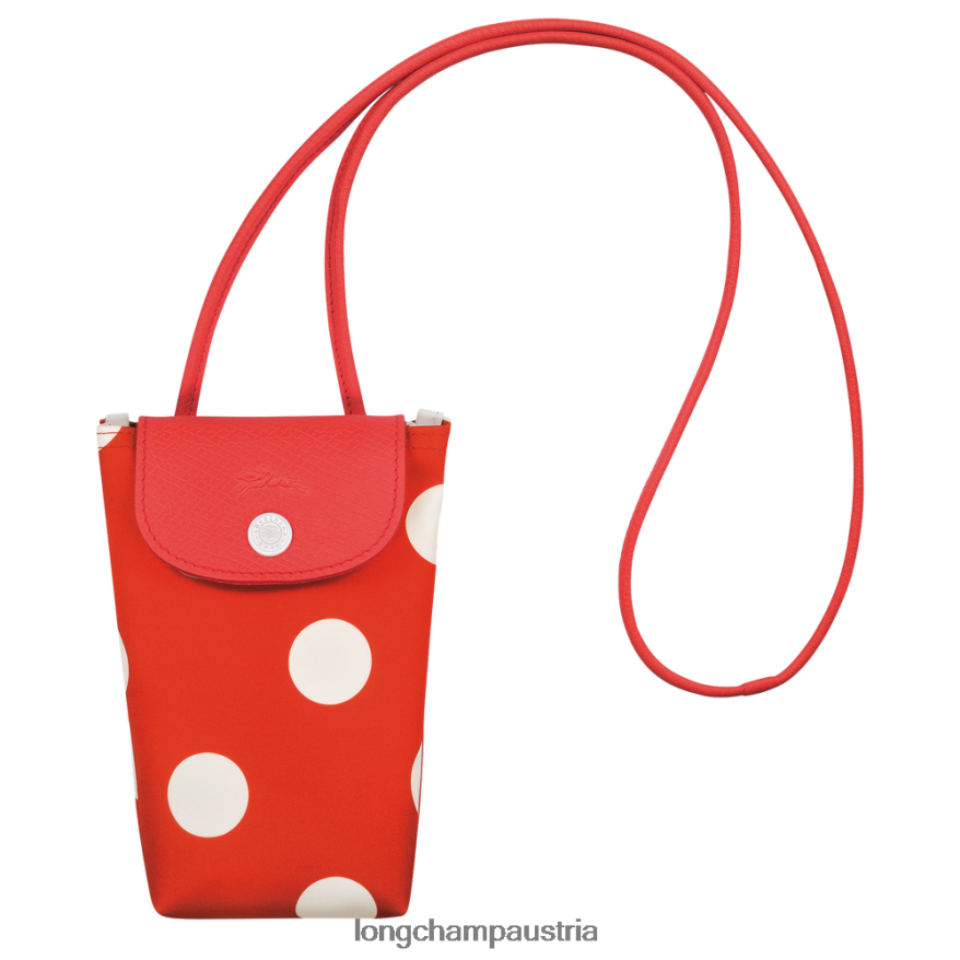 Lederwaren bei Longchamp Frauen Handyhülle aus der Le Plage-Kollektion mit Lederspitze orange 2008BJ676