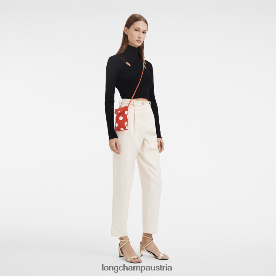 Lederwaren bei Longchamp Frauen Handyhülle aus der Le Plage-Kollektion mit Lederspitze orange 2008BJ676