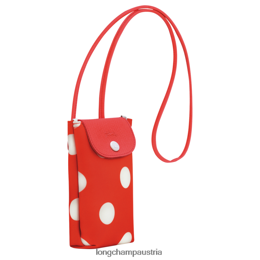 Lederwaren bei Longchamp Frauen Handyhülle aus der Le Plage-Kollektion mit Lederspitze orange 2008BJ676