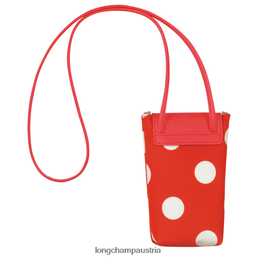 Lederwaren bei Longchamp Frauen Handyhülle aus der Le Plage-Kollektion mit Lederspitze orange 2008BJ676