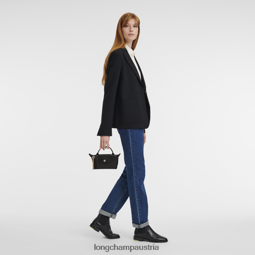 Lederwaren bei Longchamp Frauen Le Plage City-Beutel mit Griff Schwarz 2008BJ678