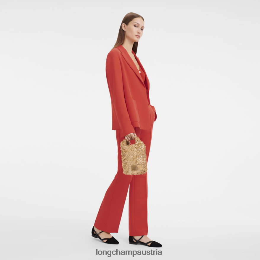 Lederwaren bei Longchamp Frauen Le Plage Sammelbeutel Gold 2008BJ221