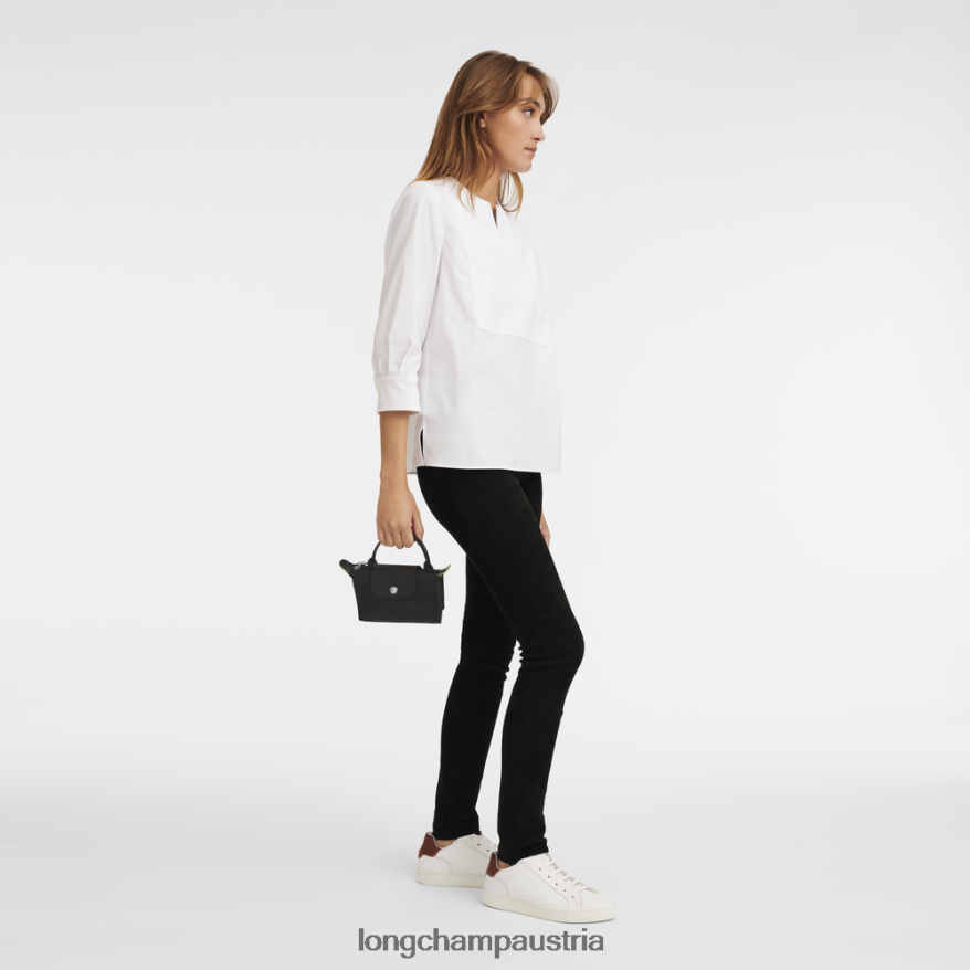 Lederwaren bei Longchamp Frauen Le Plage grüner Beutel mit Griff Schwarz 2008BJ669