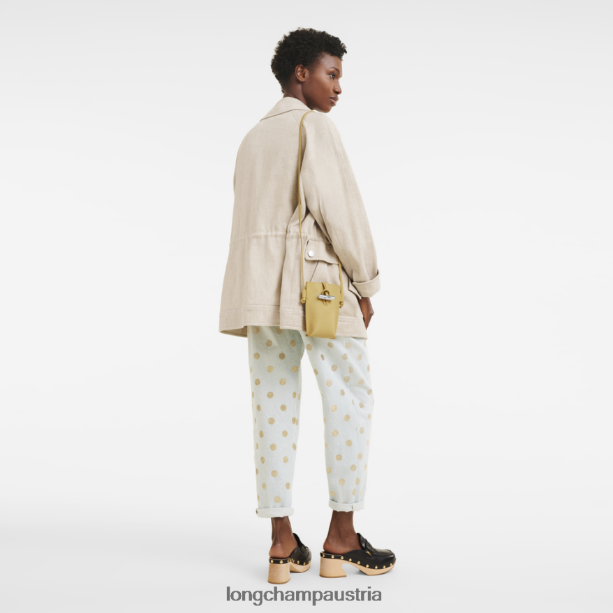 Lederwaren bei Longchamp Frauen Roseau-Telefonhülle mit Spitze Mais 2008BJ685