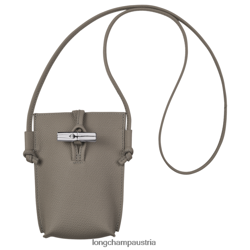 Lederwaren bei Longchamp Frauen Roseau-Telefonhülle mit Spitze Turteltaube 2008BJ688