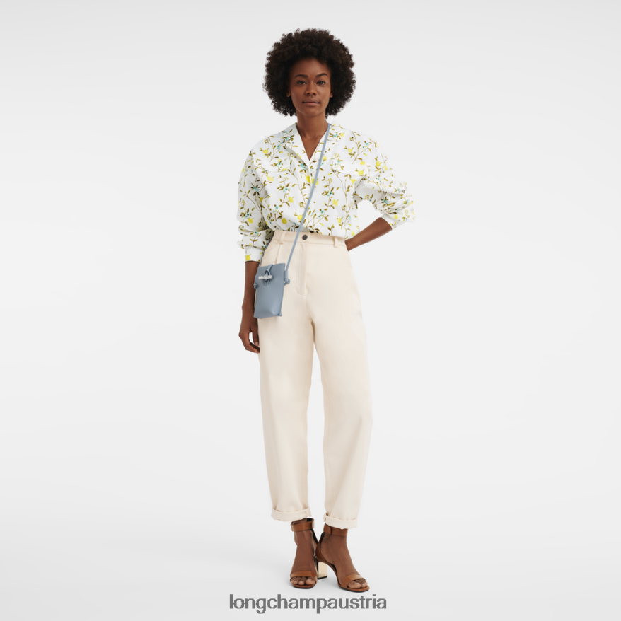 Lederwaren bei Longchamp Frauen Roseau-Telefonhülle mit Spitze wolkenblau 2008BJ687