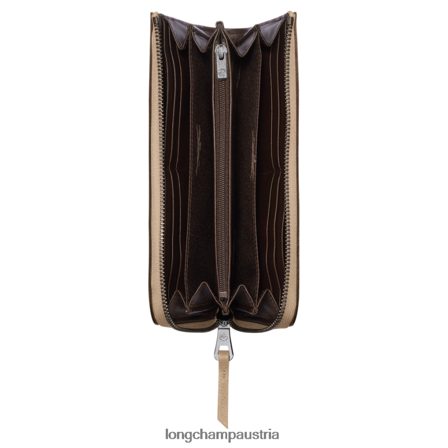 Lederwaren bei Longchamp Frauen 3D-Geldbörse mit umlaufendem Reißverschluss Beige 2008BJ621