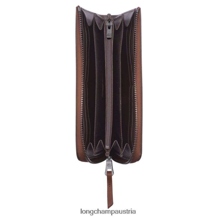 Lederwaren bei Longchamp Frauen 3D-Geldbörse mit umlaufendem Reißverschluss Cognac 2008BJ624