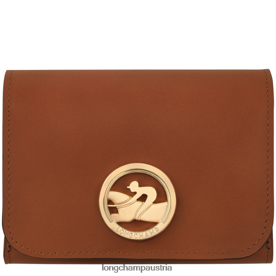 Lederwaren bei Longchamp Frauen Box-Trab-Geldbörse Cognac 2008BJ556
