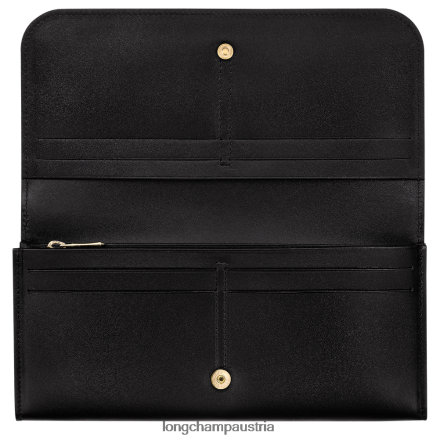 Lederwaren bei Longchamp Frauen Boxtrot-Kontinentalbrieftasche Schwarz 2008BJ558