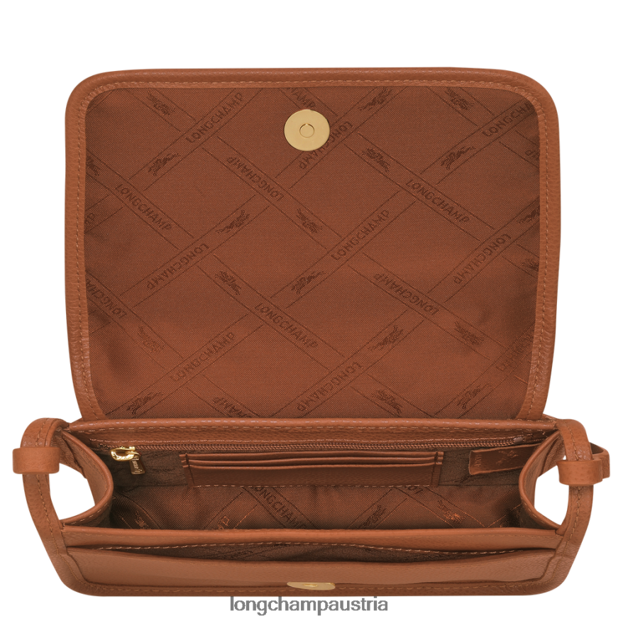 Lederwaren bei Longchamp Frauen Le Foulonne-Geldbörse mit Kette Karamell 2008BJ329