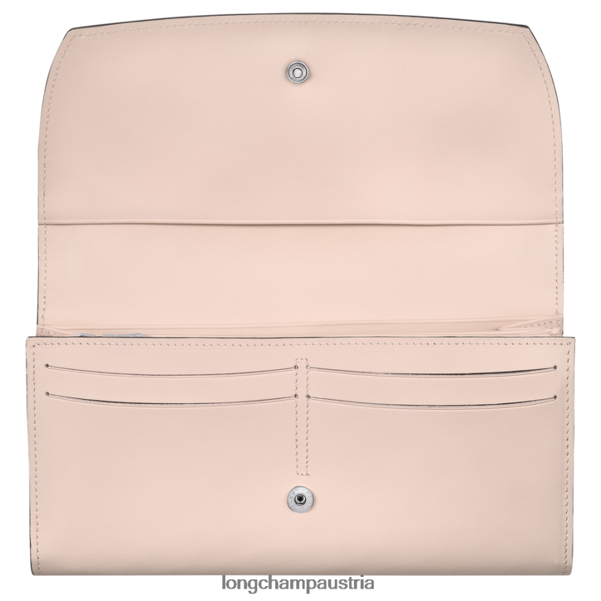 Lederwaren bei Longchamp Frauen Roseau Continental-Geldbörse blasses Rosa 2008BJ567