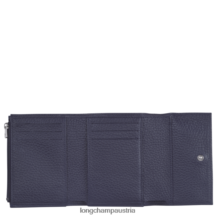 Lederwaren bei Longchamp Frauen Roseau Essential kompakte Geldbörse Marine 2008BJ569