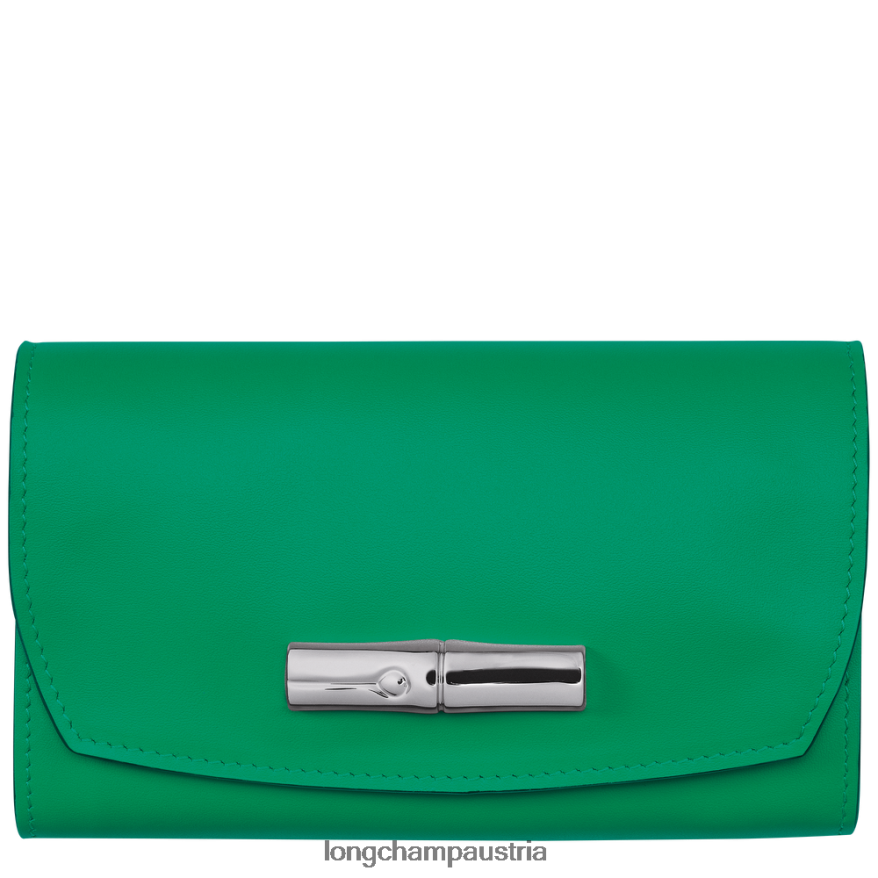 Lederwaren bei Longchamp Frauen Roseau-Geldbörse Gras/grünes Licht 2008BJ563