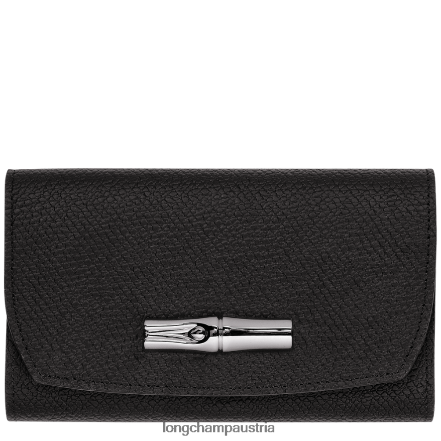 Lederwaren bei Longchamp Frauen Roseau-Geldbörse Schwarz 2008BJ575