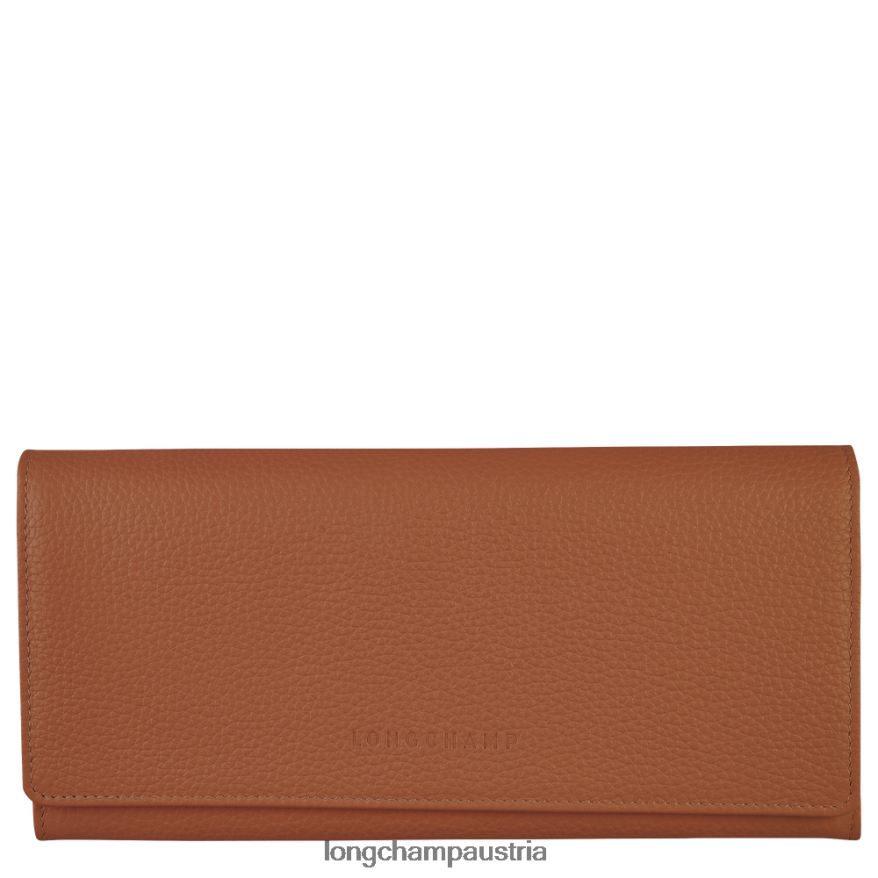 Lederwaren bei Longchamp Frauen le foulonne kontinentales Portemonnaie Karamell 2008BJ604