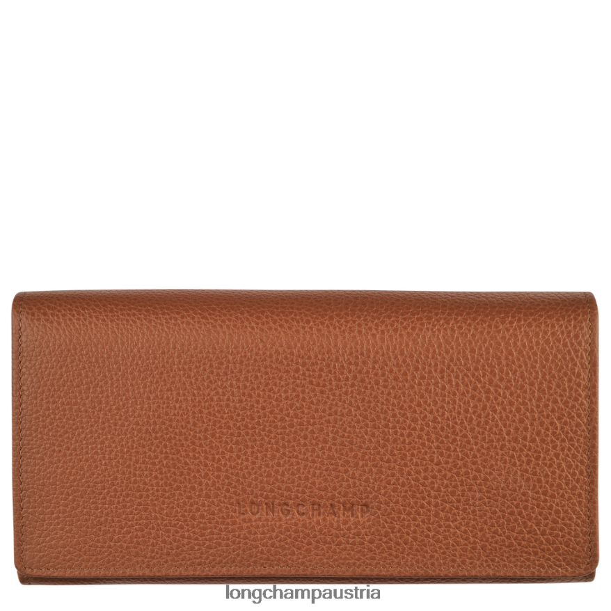 Lederwaren bei Longchamp Frauen le foulonne kontinentales Portemonnaie Karamell 2008BJ610