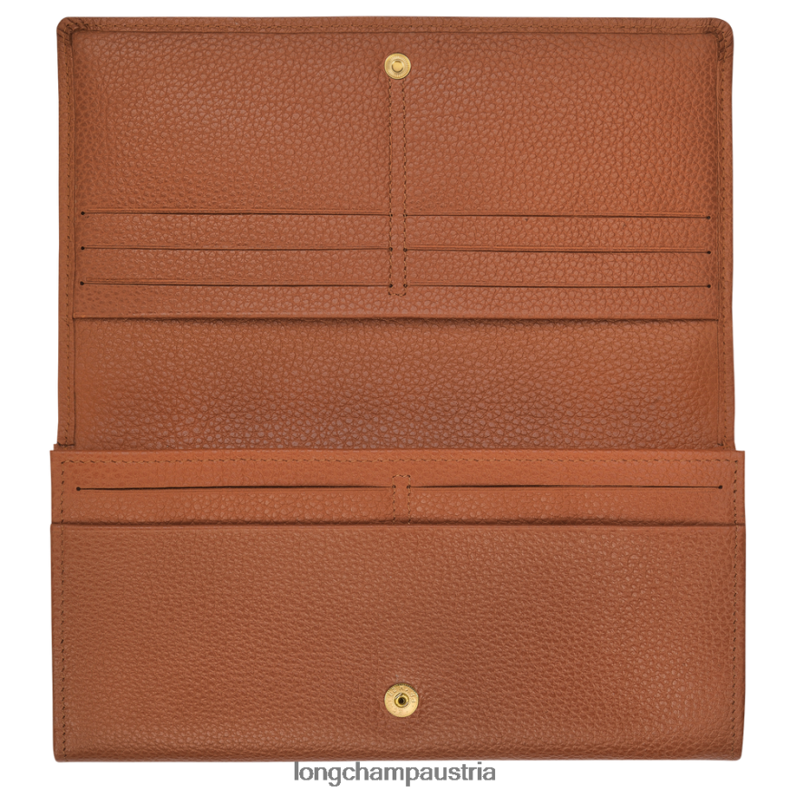Lederwaren bei Longchamp Frauen le foulonne kontinentales Portemonnaie Karamell 2008BJ610