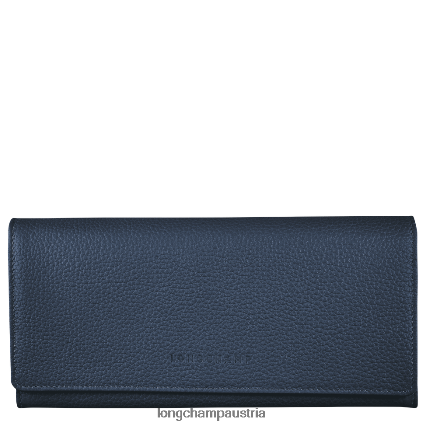 Lederwaren bei Longchamp Frauen le foulonne kontinentales Portemonnaie Marine 2008BJ608
