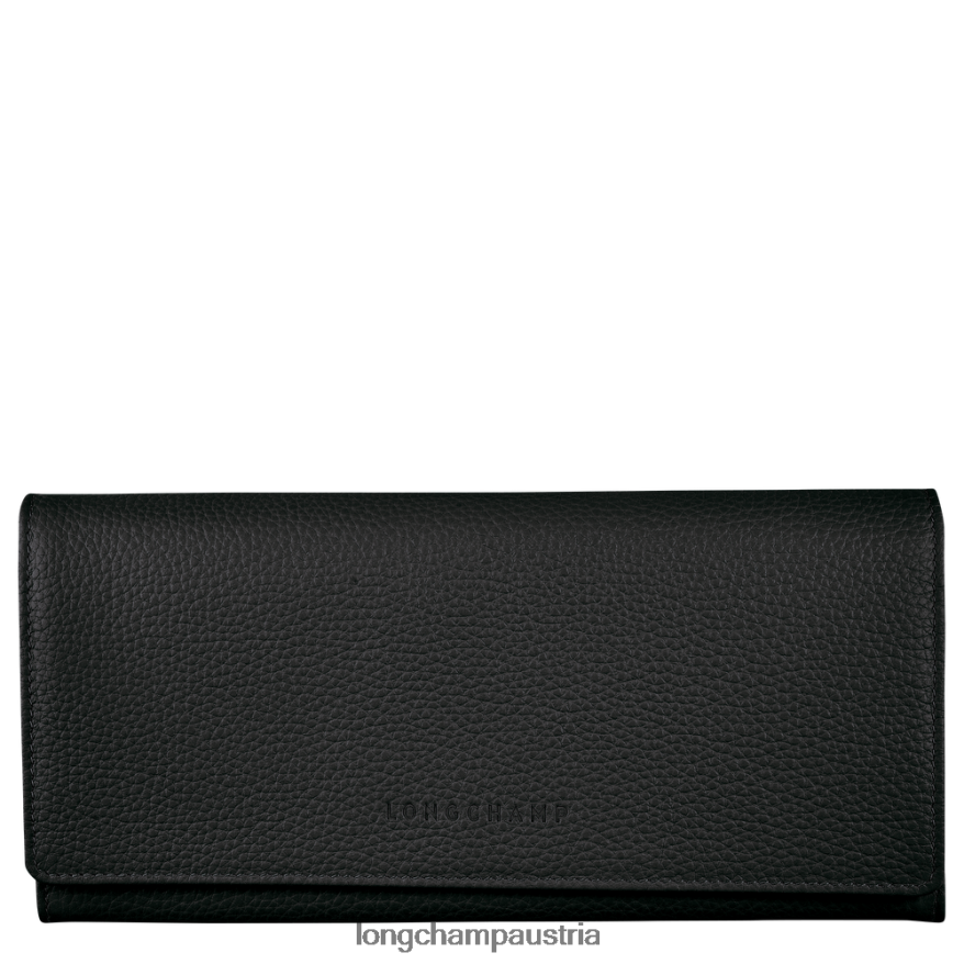 Lederwaren bei Longchamp Frauen le foulonne kontinentales Portemonnaie Schwarz 2008BJ602