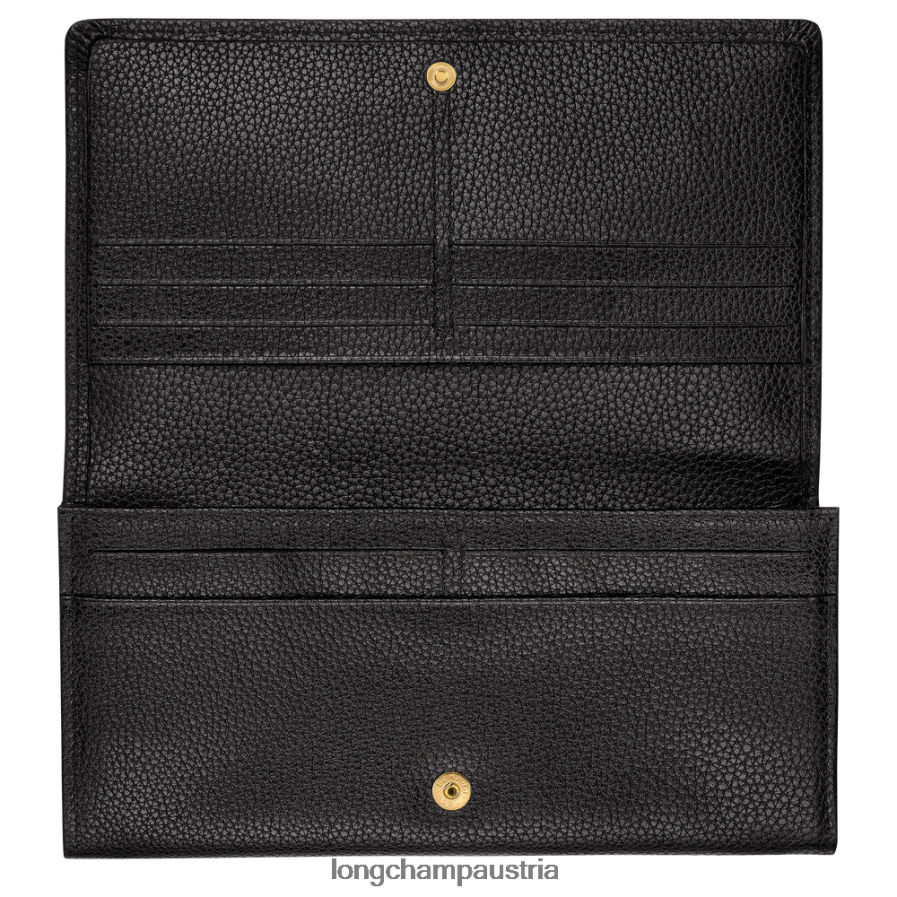 Lederwaren bei Longchamp Frauen le foulonne kontinentales Portemonnaie Schwarz 2008BJ609