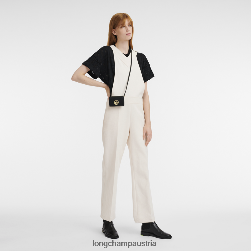 Lederwaren bei Longchamp Frauen Boxtrot-Geldbörse mit Schultergurt Schwarz 2008BJ516