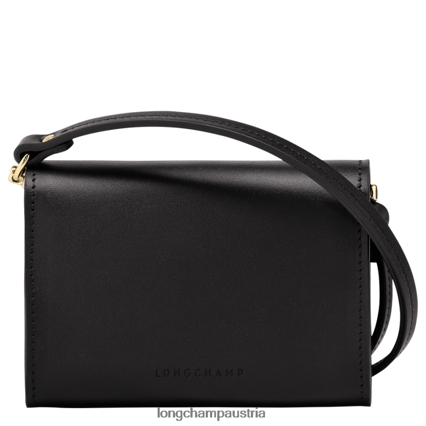 Lederwaren bei Longchamp Frauen Boxtrot-Geldbörse mit Schultergurt Schwarz 2008BJ516