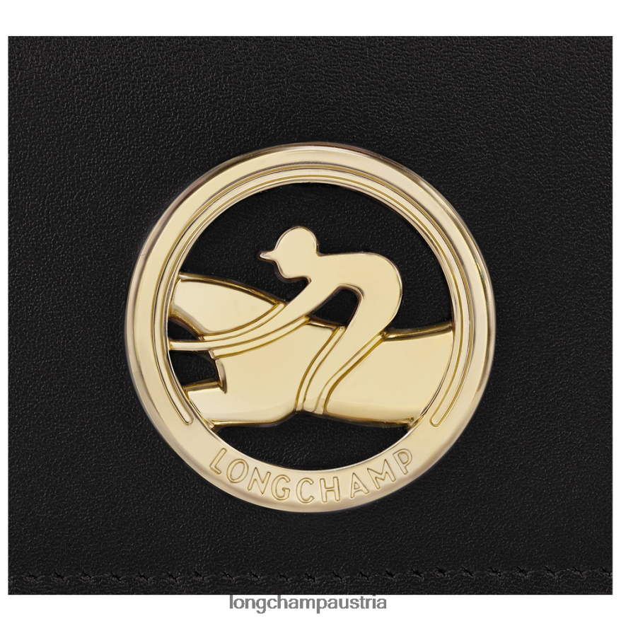 Lederwaren bei Longchamp Frauen Boxtrot-Geldbörse mit Schultergurt Schwarz 2008BJ516