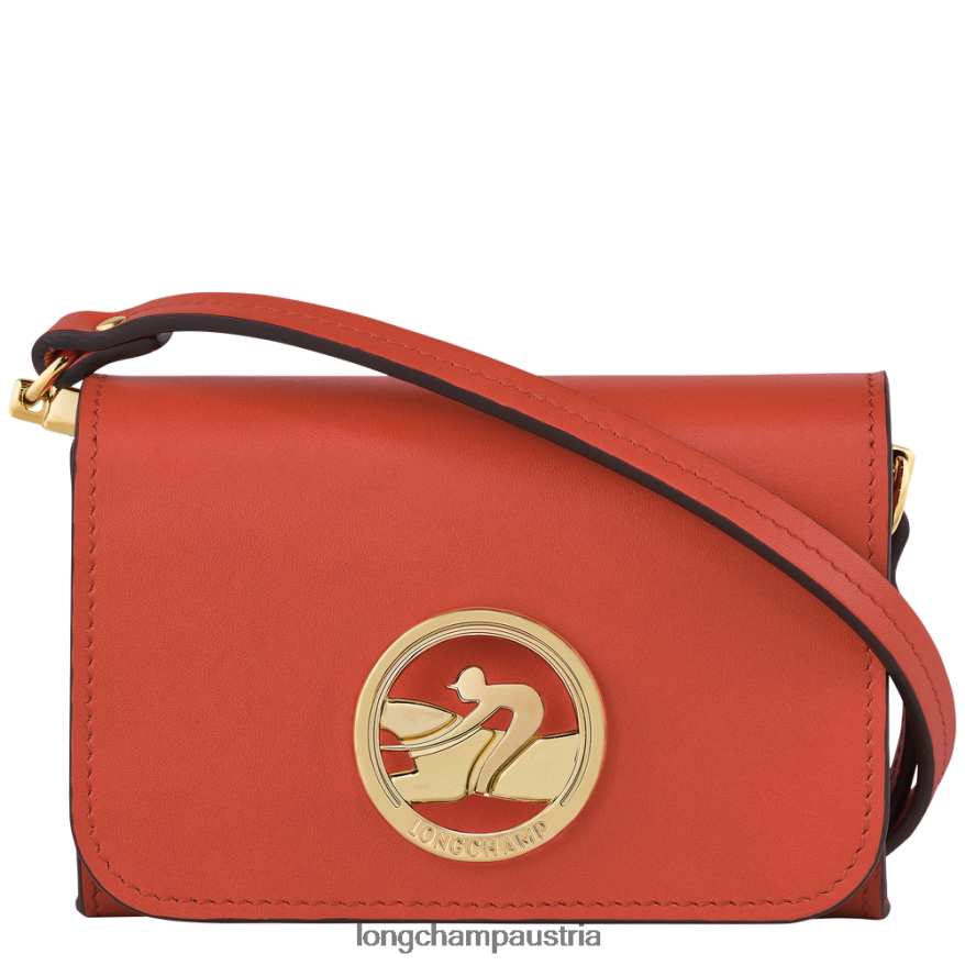 Lederwaren bei Longchamp Frauen Boxtrot-Geldbörse mit Schultergurt orange 2008BJ517