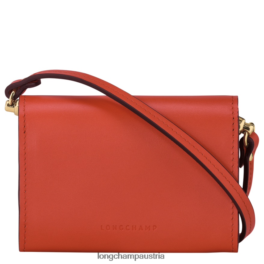 Lederwaren bei Longchamp Frauen Boxtrot-Geldbörse mit Schultergurt orange 2008BJ517