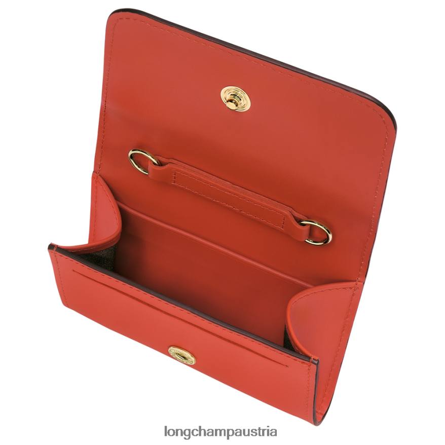 Lederwaren bei Longchamp Frauen Boxtrot-Geldbörse mit Schultergurt orange 2008BJ517