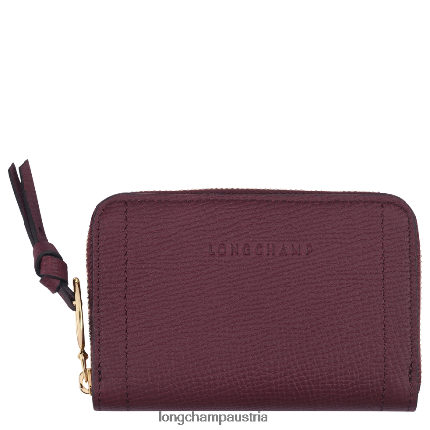 Lederwaren bei Longchamp Frauen Briefkasten-Geldbörse Burgund 2008BJ537