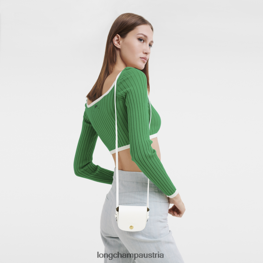 Lederwaren bei Longchamp Frauen Epure-Geldbörse mit Lederspitze Weiß 2008BJ532