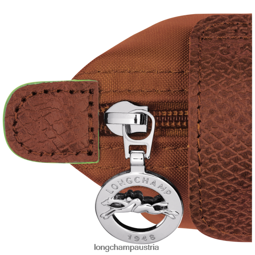 Lederwaren bei Longchamp Frauen Le Plage grüne Geldbörse Cognac 2008BJ508