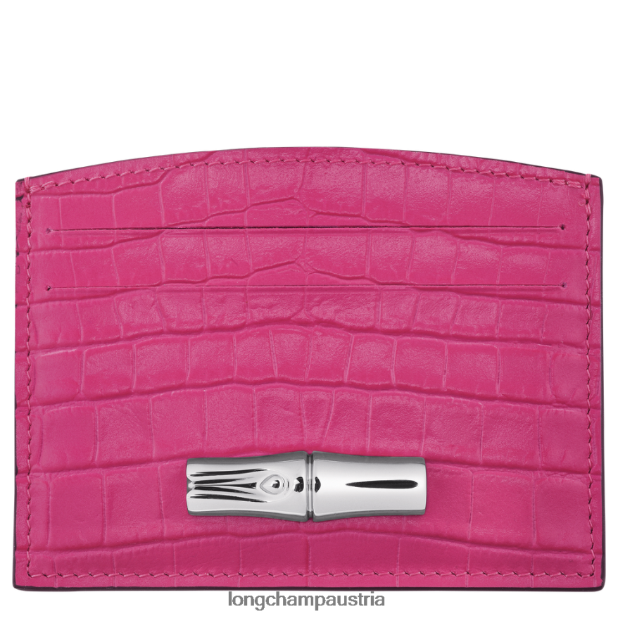 Lederwaren bei Longchamp Frauen Roseau-Kartenhalter Fuchsie 2008BJ642