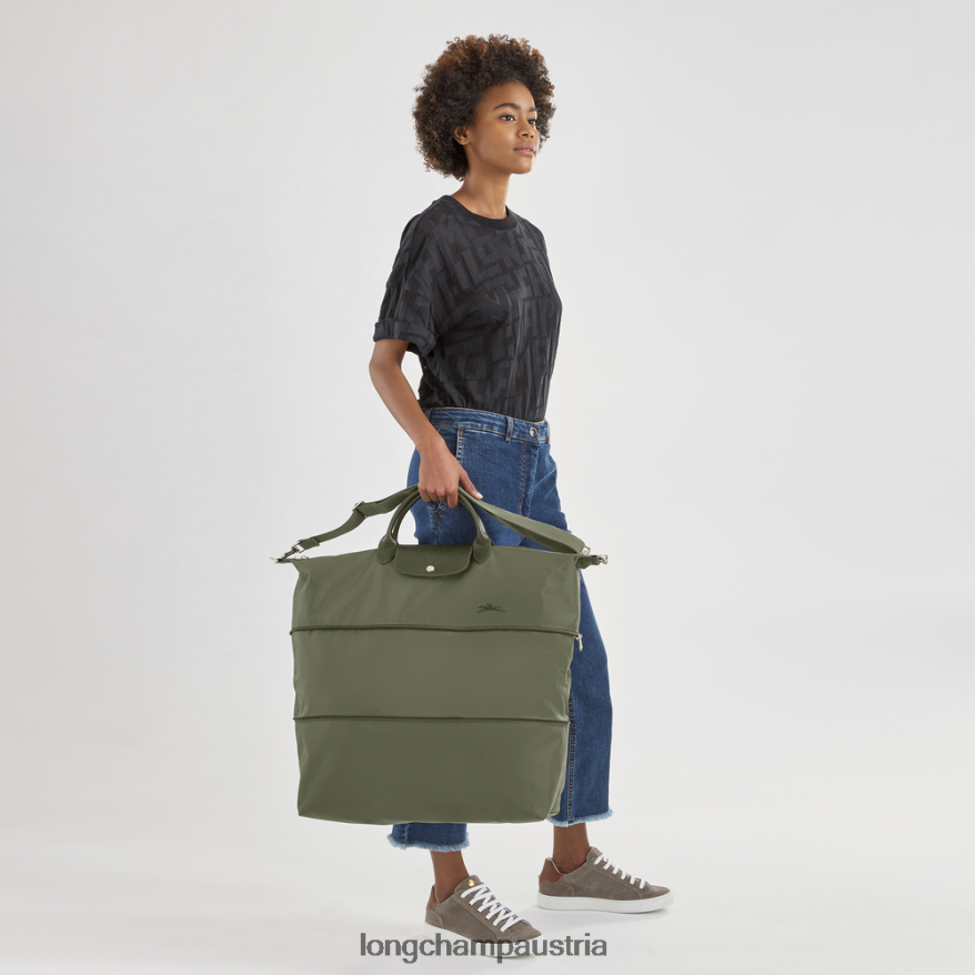 Taschen bei Longchamp Frauen Le Plage grüne Reisetasche erweiterbar Wald 2008BJ801