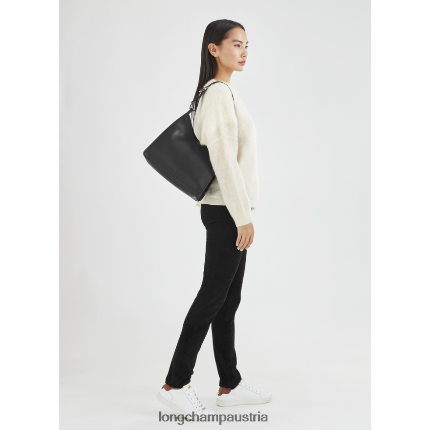 Taschen bei Longchamp Frauen Le Foulonne Hobo-Tasche Schwarz 2008BJ388