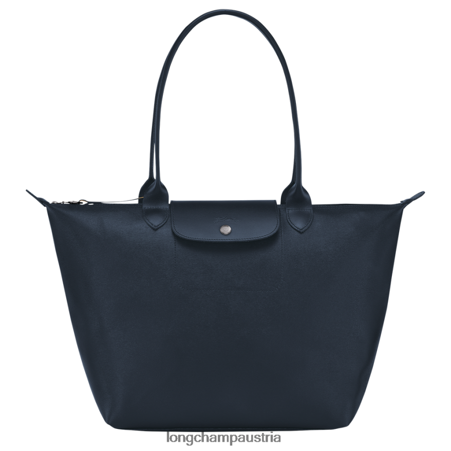Taschen bei Longchamp Frauen Le Plage City-Einkaufstasche Marine 2008BJ351