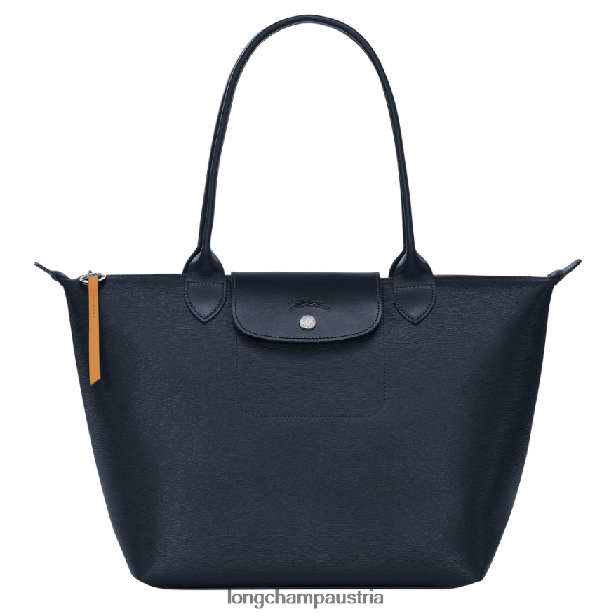 Taschen bei Longchamp Frauen Le Plage City-Einkaufstasche Marine 2008BJ355