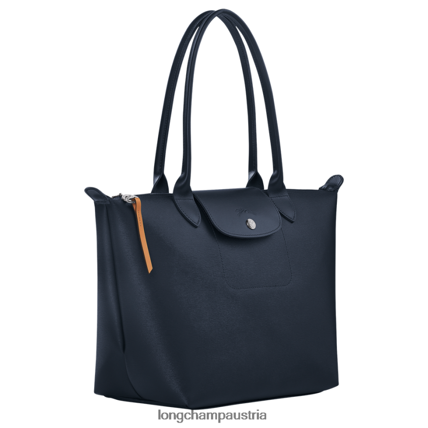 Taschen bei Longchamp Frauen Le Plage City-Einkaufstasche Marine 2008BJ355