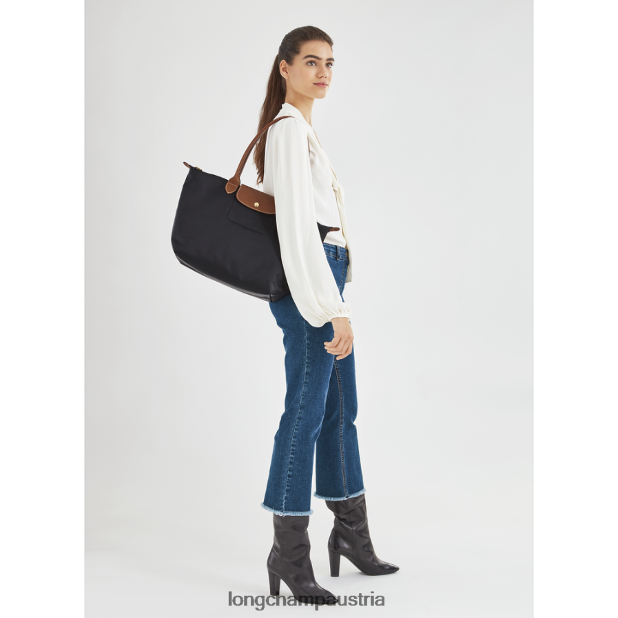 Taschen bei Longchamp Frauen Le Plage Original-Einkaufstasche Schwarz 2008BJ38