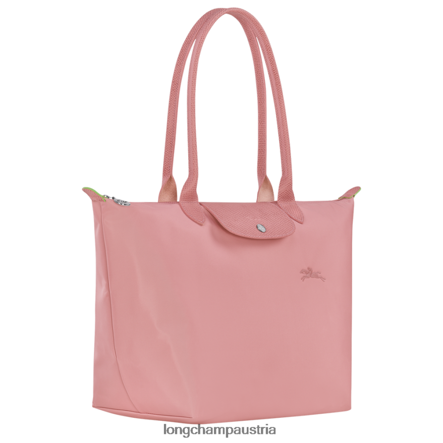 Taschen bei Longchamp Frauen Le Plage grüne Tragetasche Blütenblatt rosa 2008BJ408