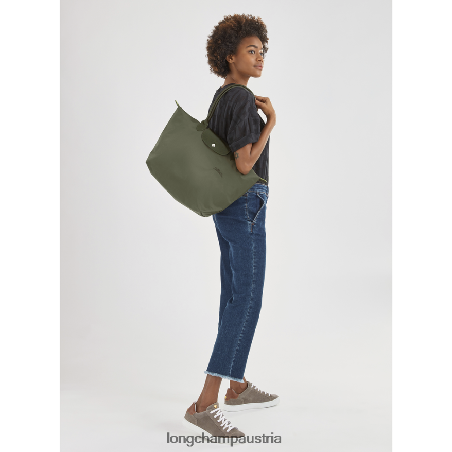 Taschen bei Longchamp Frauen Le Plage grüne Tragetasche Wald 2008BJ403