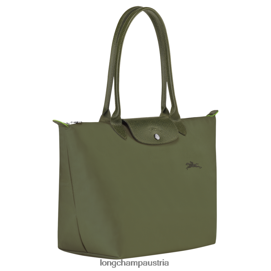 Taschen bei Longchamp Frauen Le Plage grüne Tragetasche Wald 2008BJ403