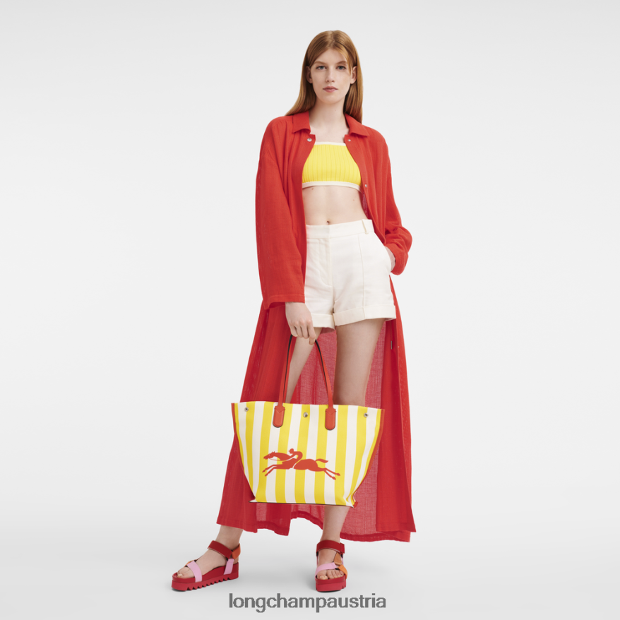 Taschen bei Longchamp Frauen Roseau Essential-Einkaufstasche Gelb weiss 2008BJ364