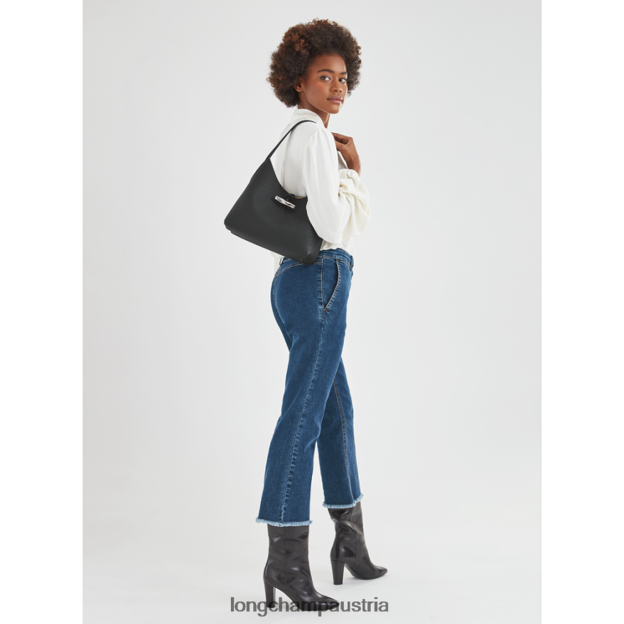 Taschen bei Longchamp Frauen Roseau Hobo-Tasche Schwarz 2008BJ375