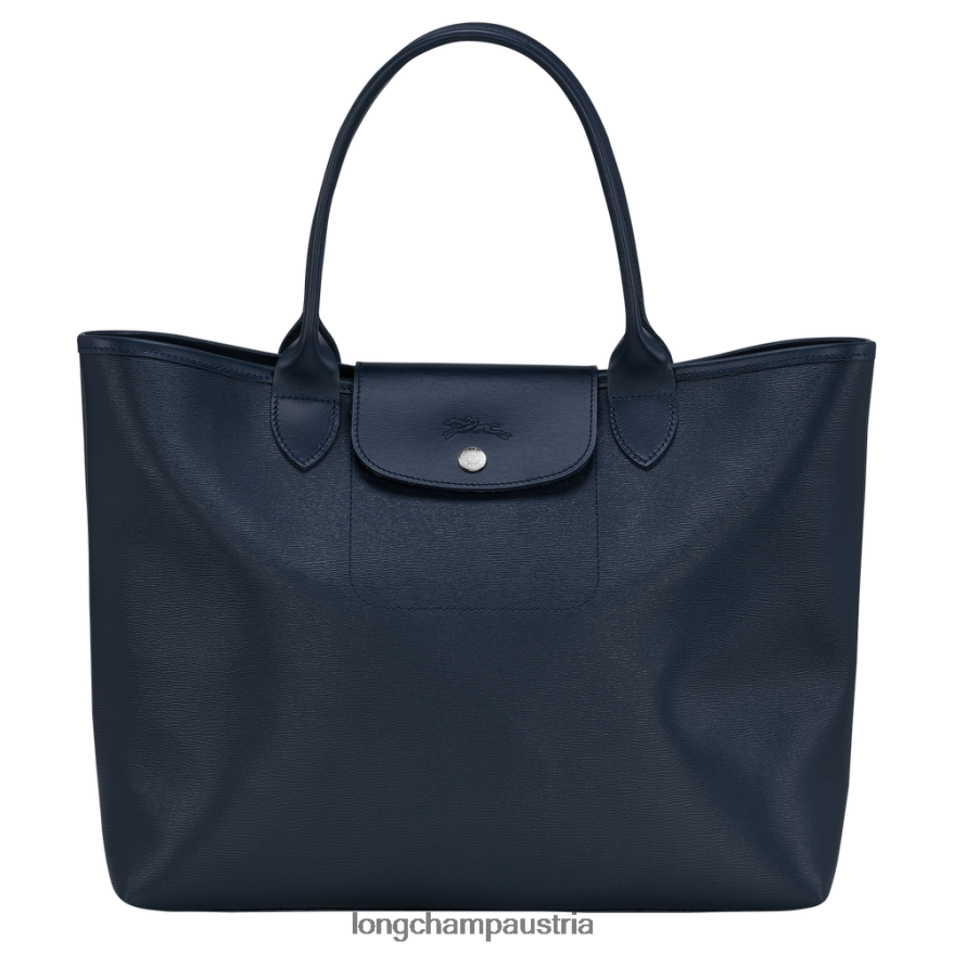 Taschen bei Longchamp Frauen Le Plage City-Einkaufstasche Marine 2008BJ86