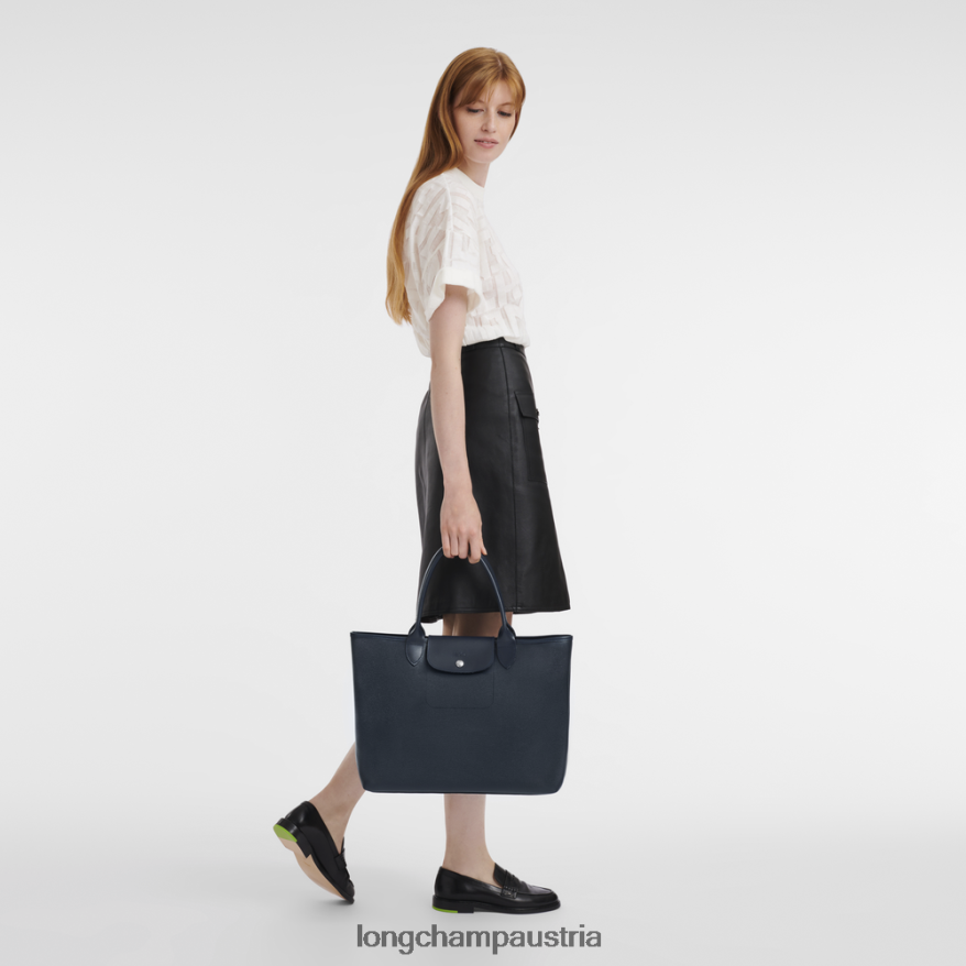 Taschen bei Longchamp Frauen Le Plage City-Einkaufstasche Marine 2008BJ86